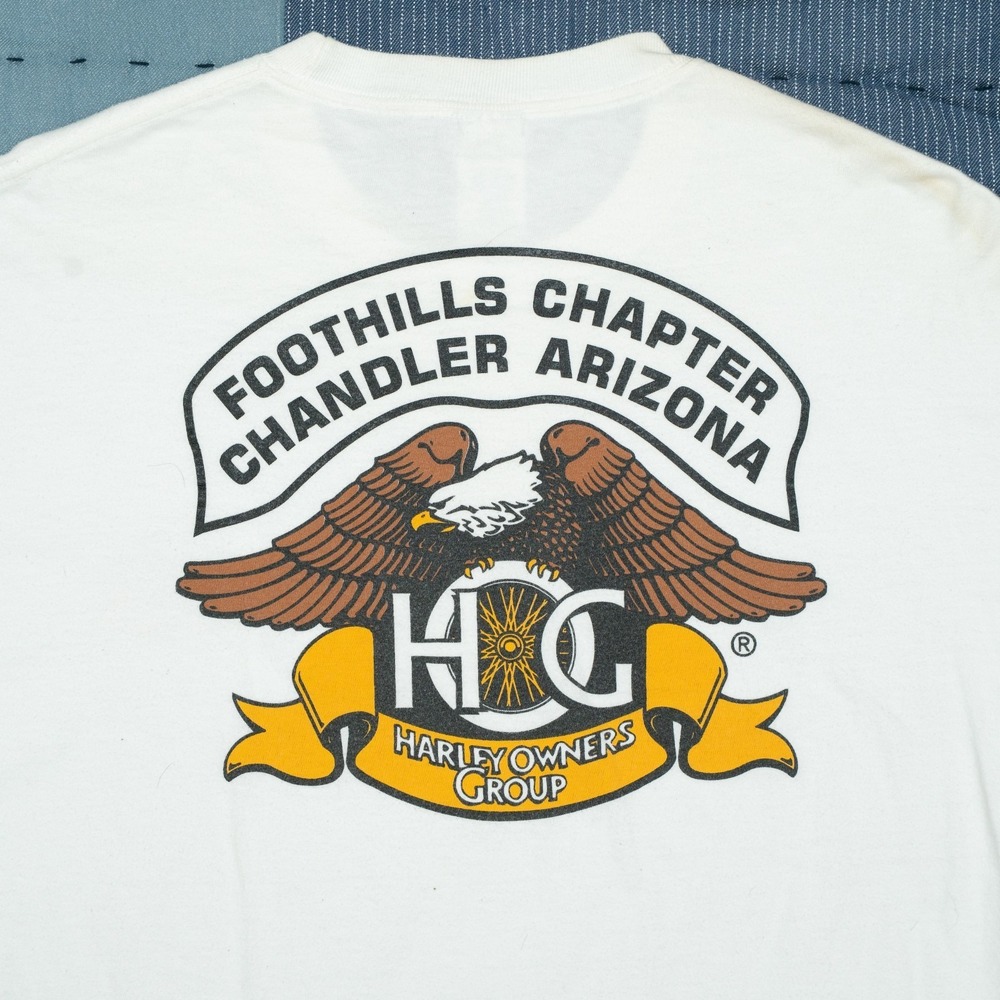 Vtg 90s Y2k HOG Harley Owners Group Long Sleeve white Shirt Chandler AZ XL White